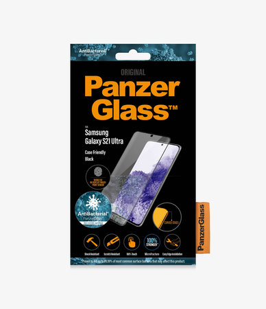 PanzerGlass - Gehärtetes Glas Case Friendly AB für Samsung Galaxy S21 Ultra, Fingerprint komp., schwarz