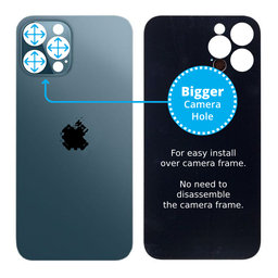 Apple iPhone 12 Pro Max - Backcover Glas Vergrössertes Ringloch für die Kamera (Blue)