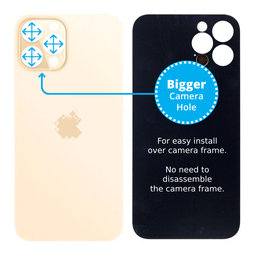 Apple iPhone 12 Pro Max - Backcover Glas Vergrössertes Ringloch für die Kamera (Gold)