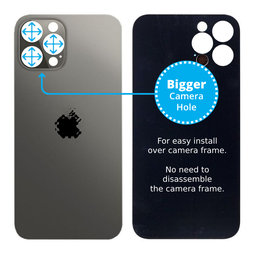 Apple iPhone 12 Pro Max - Backcover Glas Vergrössertes Ringloch für die Kamera (Graphite)