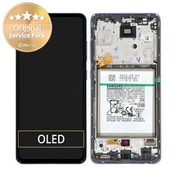 Samsung Galaxy A52 A525F, A526B - LCD Display + Touchscreen Front Glas + Rahmen + Akku Batterie (Awesome Violet) - GH82-25229C, GH82-25230C Genuine Service Pack