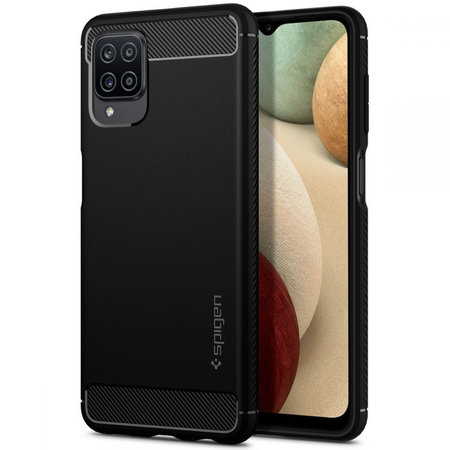 Spigen - Rugged Armor Hülle für Samsung Galaxy A12, schwarz