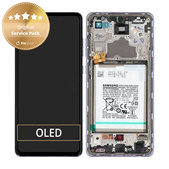 Samsung Galaxy A72 A725F, A726B - LCD Display + Touchscreen Front Glas + Rahmen + Akku Batterie (Awesome Violet) - GH82-25541C, GH82-25542C Genuine Service Pack
