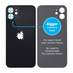 Apple iPhone 12 - Backcover Glas Vergrössertes Ringloch für die Kamera (Black)
