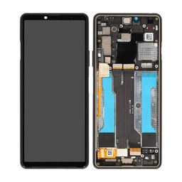 Sony Xperia 10 III - LCD Display + Touchscreen Front Glas + Rahmen (Black) - A5034092A Genuine Service Pack