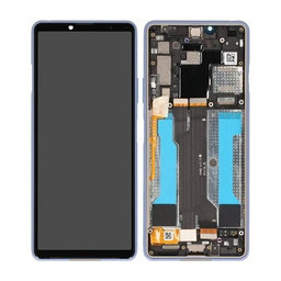 Sony Xperia 10 III - LCD Display + Touchscreen Front Glas + Rahmen (Blue) - A5034094A Genuine Service Pack