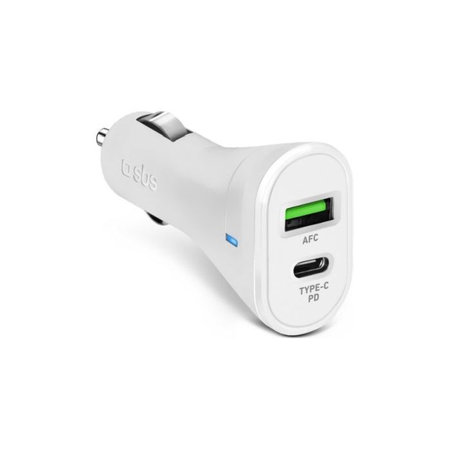 SBS - Auto-Ladegerät USB-C PowerDelivery 20W, USB 18W, weiß