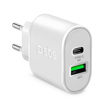 SBS - 20W Ladeadapter USB, USB-C, weiß