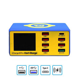 Mechanic iCharge 8 Pro - USB-Ladestation mit USB-C + Wireless Charger