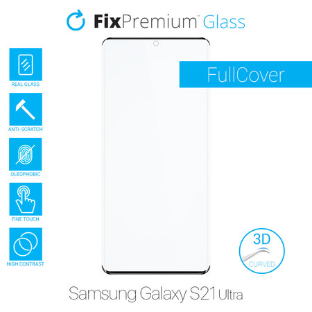 FixPremium FullCover Glass - 3D Gehärtetes Glas für Samsung Galaxy S21 Ultra