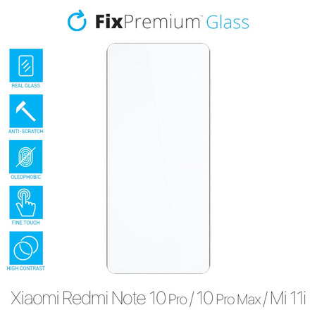 FixPremium Glass - Gehärtetes Glas für Xiaomi Redmi Note 10 Pro, 10 Pro Max, Mi 11i und Poco F3
