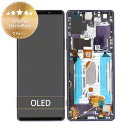 Sony Xperia 1 III - LCD Display + Touchscreen Front Glas + Rahmen (Purple) - A5032175A Genuine Service Pack