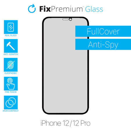 FixPremium Privacy Anti-Spy Glass - Gehärtetes Glas für iPhone 12 und 12 Pro