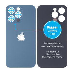Apple iPhone 13 Pro - Backcover Glas Vergrössertes Ringloch für die Kamera (Blue)