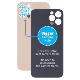 Apple iPhone 13 Pro Max - Backcover Glas Vergrössertes Ringloch für die Kamera (Gold)