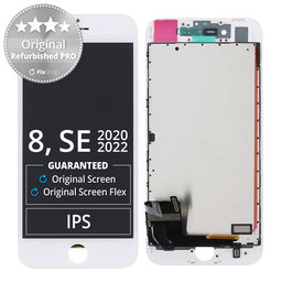 Apple iPhone 8, SE (2020), SE (2022) - LCD Display + Touchscreen Front Glas + Rahmen (White) Original Refurbished PRO