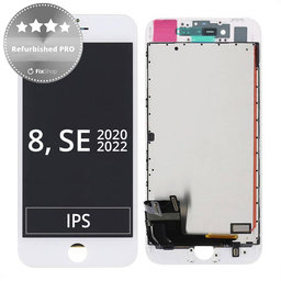 Apple iPhone 8, SE (2020), SE (2022) - LCD Display + Touchscreen Front Glas + Rahmen (White) Refurbished PRO