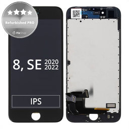 Apple iPhone 8, SE (2020), SE (2022) - LCD Display + Touchscreen Front Glas + Rahmen (Black) Refurbished PRO