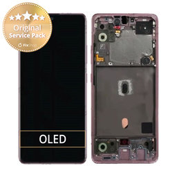 Samsung Galaxy A51 5G A516B - LCD Display + Touchscreen Front Glas + Rahmen (Prism Cube Pink) - GH82-23100C, GH82-23124C Genuine Service Pack