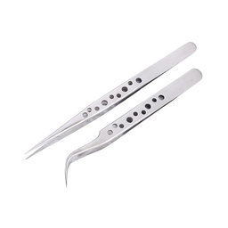 Pinzettenset aus Edelstahl - gerade und gebogene Spitze