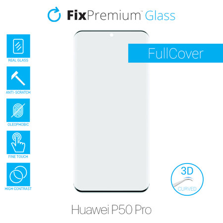 FixPremium FullCover Glass - 3D Gehärtetes Glas für Huawei P50 Pro