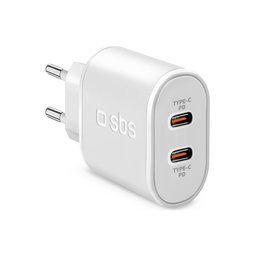 SBS - 20W Ladeadapter 2x USB-C Power Delivery, weiß