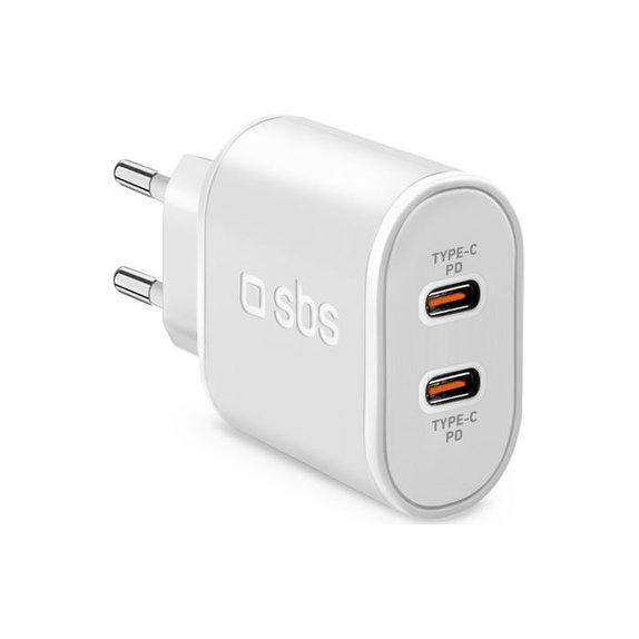 SBS - 20W Ladeadapter 2x USB-C Power Delivery, weiß
