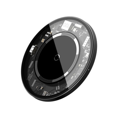 Baseus - Kabellos MagSafe Ladegerät, 15W, Schwarz/Transparent