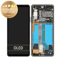 Sony Xperia 10 IV XQCC54 - LCD Display + Touchscreen Front Glas + Rahmen (Black) - A5047173A Genuine Service Pack