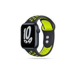 Tech-Protect - Armband Softband für Apple Watch 4, 5, 6, 7, SE (42, 44, 45mm), black/lime