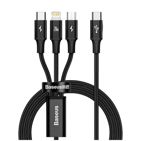 Baseus - Kabel - USB-C 3v1 (USB-C, Lightning, Micro-USB) (1.5m), schwarz
