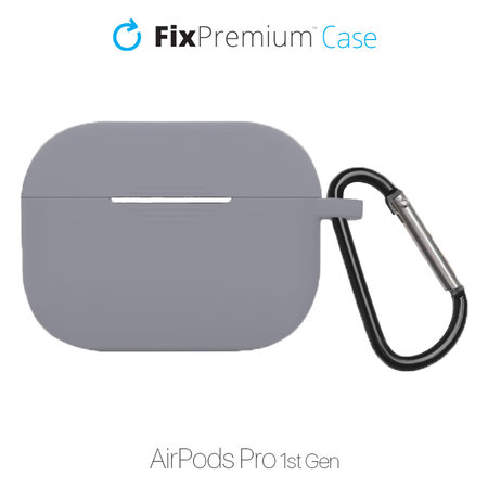 FixPremium - Silikonhülle mit Karabiner für AirPods Pro, space grey