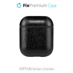 FixPremium - Etui aus Kunstleder für AirPods 1 und 2, schwarz