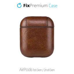 FixPremium - Etui aus Kunstleder für AirPods 1 und 2, braun