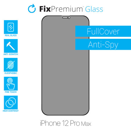 FixPremium Privacy Anti-Spy Glass - Gehärtetes Glas für iPhone 12 Pro Max