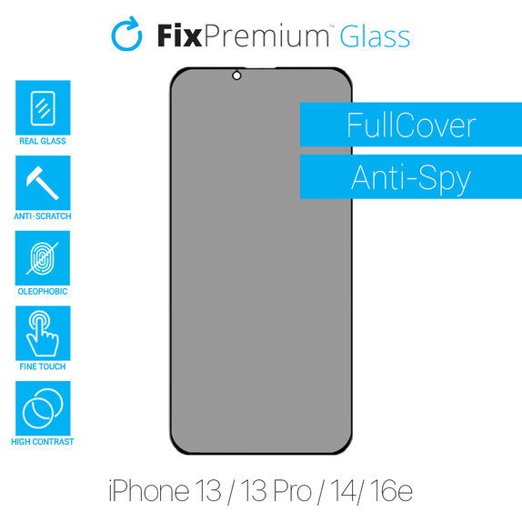FixPremium Privacy Anti-Spy Glass - Gehärtetes Glas für iPhone 13, 13 Pro, 14 und 16e