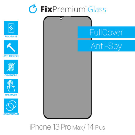 FixPremium Privacy Anti-Spy Glass - Gehärtetes Glas für iPhone 13 Pro Max und 14 Plus