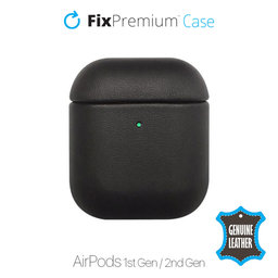 FixPremium - Lederetui für AirPods 1 und 2, schwarz