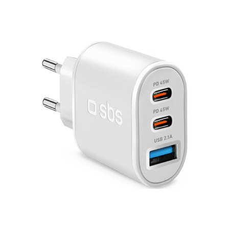 SBS - 45W Ladeadapter USB, 2x USB-C, PowerDelivery, weiß