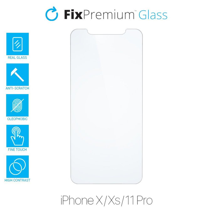 FixPremium Glass - Gehärtetes Glas für iPhone X, XS und 11 Pro