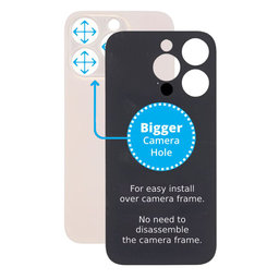 Apple iPhone 14 Pro - Backcover Glas Vergrössertes Ringloch für die Kamera (Gold)