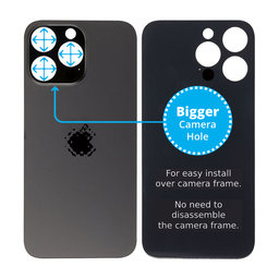Apple iPhone 14 Pro Max - Backcover Glas Vergrössertes Ringloch für die Kamera (Space Black)