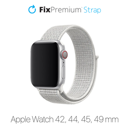 FixPremium - Nylonband für Apple Watch (42, 44, 45 und 49mm), weiß