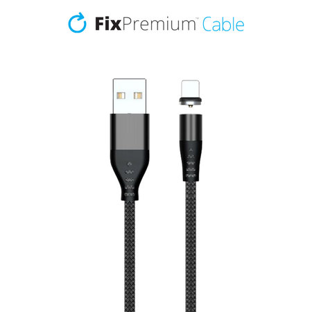 FixPremium - Lightning / USB Magnetisches Kabel (2m), schwarz