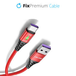 FixPremium - USB-C / USB Kabel mit LED-Anzeige (1m), rot