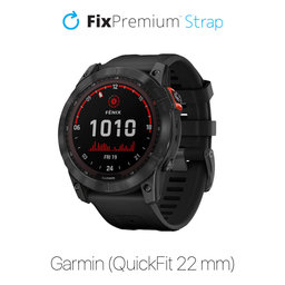 FixPremium - Silikonband für Garmin (QuickFit 22mm), schwarz