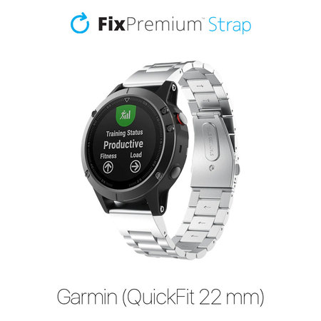 FixPremium - Edelstahlarmband für Garmin (QuickFit 22mm), silber