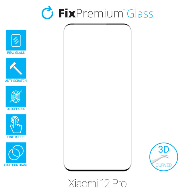 FixPremium Glass - 3D Gehärtetes Glas für Xiaomi 12 Pro