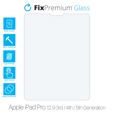 FixPremium Glass - Gehärtetes Glas für Apple iPad Pro 12.9" (3rd Gen 2018, 4th Gen 2020, 5th Gen 2021, 6th Gen 2022)