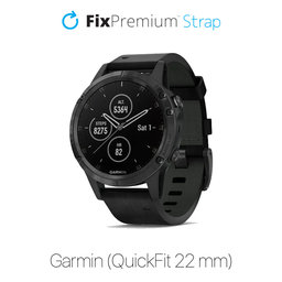 FixPremium - Lederarmband für Garmin (QuickFit 22mm), schwarz